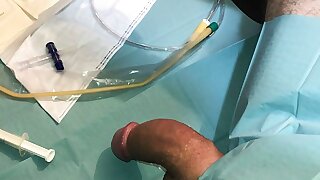First Time painful catheter insertion peehole cumshot