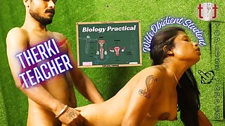 Teacher with obedient student in Biology Practical class