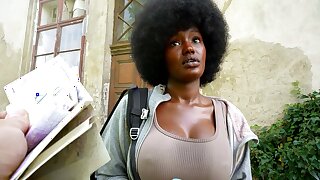 Czech Streets 152: Quickie with Cute Huge-chested Black Girl