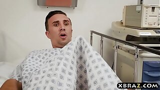 Curvy nurse teases her big rod patient until he fucks her